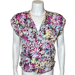 CAbi Eden Floral Wrap Top Blouse M Multicolor Pink #5211